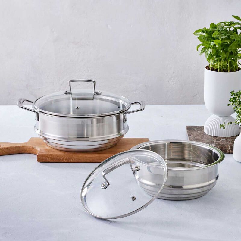 Le Creuset Stainless Steel Large Multi-steamer with Glass Lid 24cm image number 1